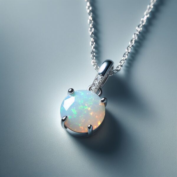 Opal and Diamond Pendant Necklace