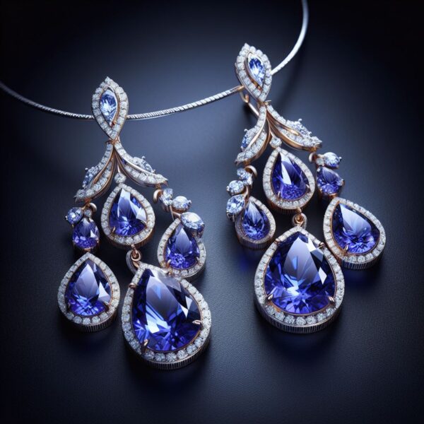 Tanzanite and Diamond Drop Earrings